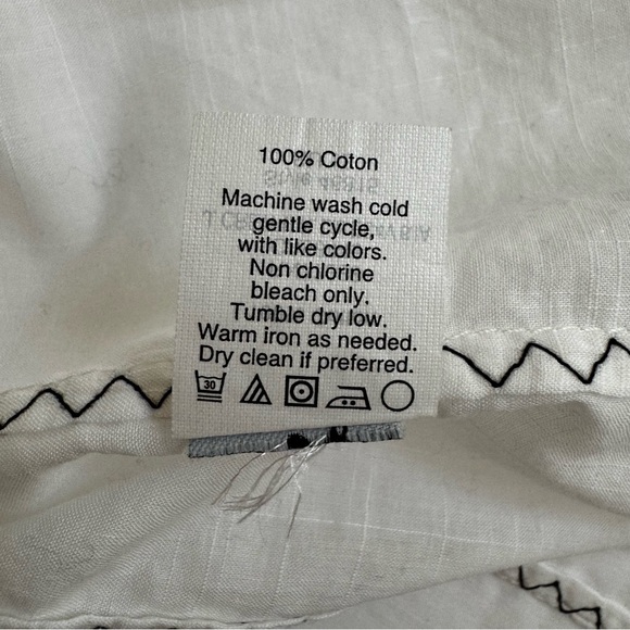 J.Crew Vintage White Gauze Blouse Black Embroidered V-Neck Puff Sleeve 0 - Picture 12 of 15